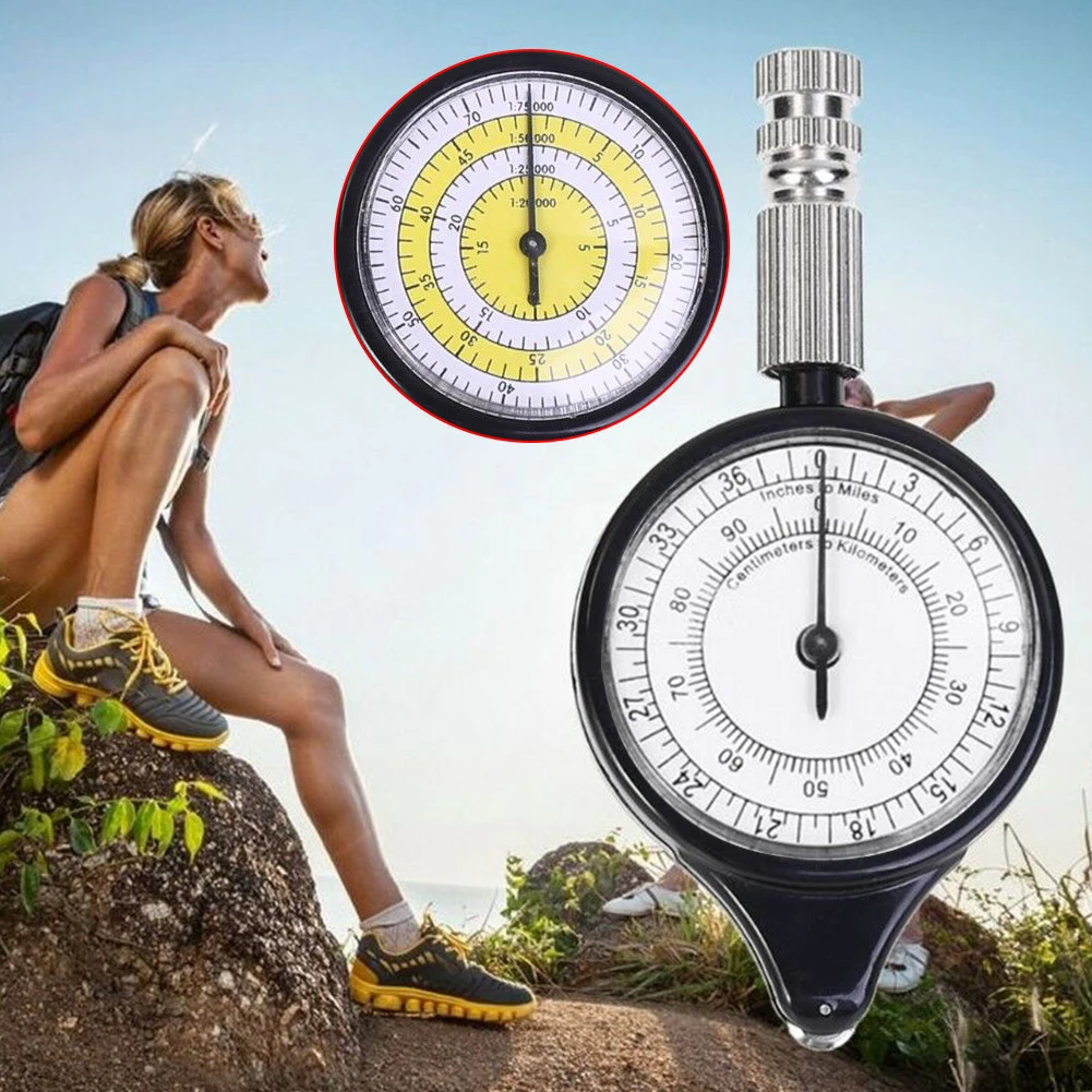 

2022 New Map Rangefinder Odometer Multifunction Compass Curvimeter Climbing Map Scale Ruler Hiking Camping Survival Guiding Tool