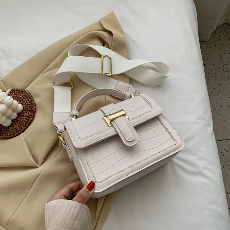 

Stone pattern small square bag ladies shoulder bag wide shoulder strap messenger bag fashion mobile phone bag wallet handbag
