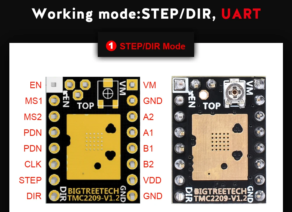 BIGTREETECH TMC2209 V1.2 Драйвер шагового двигателя TMC2208 UART драйвер VS TMC2130 TMC5160 для SKR V1.3 Pro mini E3 части 3D-принтера