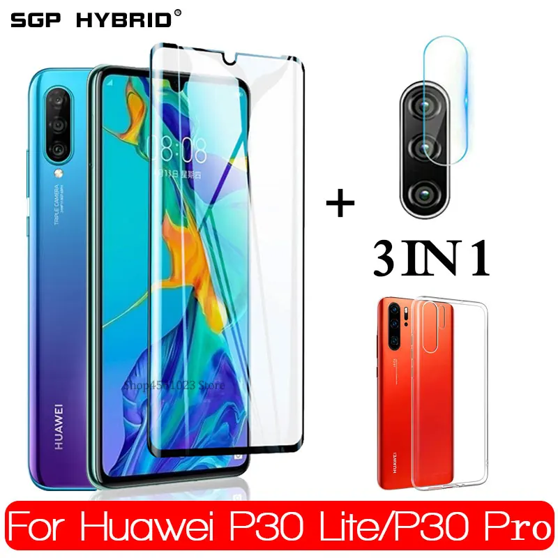 silicone case for huawei phone 3 Trong 1 Ốp Lưng + Kính Cường Lực Cho Huawei-P30-Lite P30Pro Tấm Bảo Vệ Màn Hình Hồ Vĩ Psmart Z Full Cover kính Hawei P30 Lite waterproof case for huawei Cases For Huawei