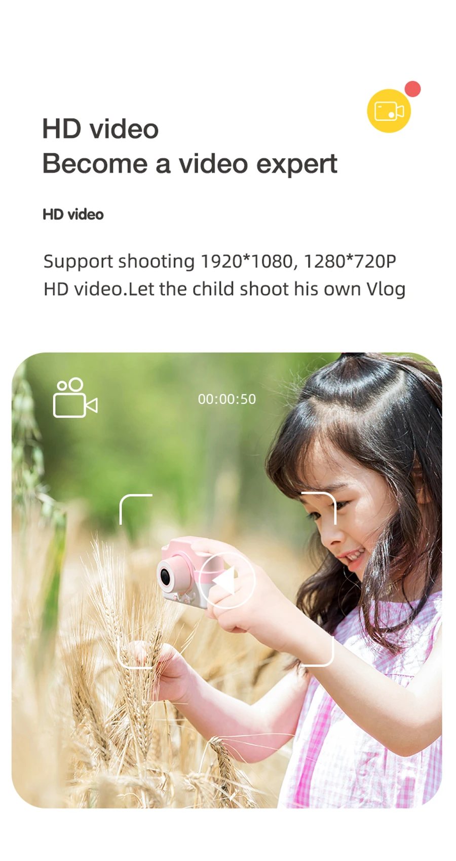 Christmas Gift For Boys Girls Children's Camera Mini HD Video Intelligent Shooting Digital Camera For Kids Sports Toy digital film camera