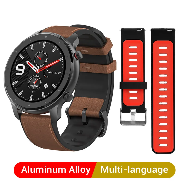 Amazfit GTR 47 gps Смарт-часы 5ATM водонепроницаемые Смарт-часы 24 дня батарея смарт-часы для мужчин для Android iOS - Цвет: Aluminum n Strap