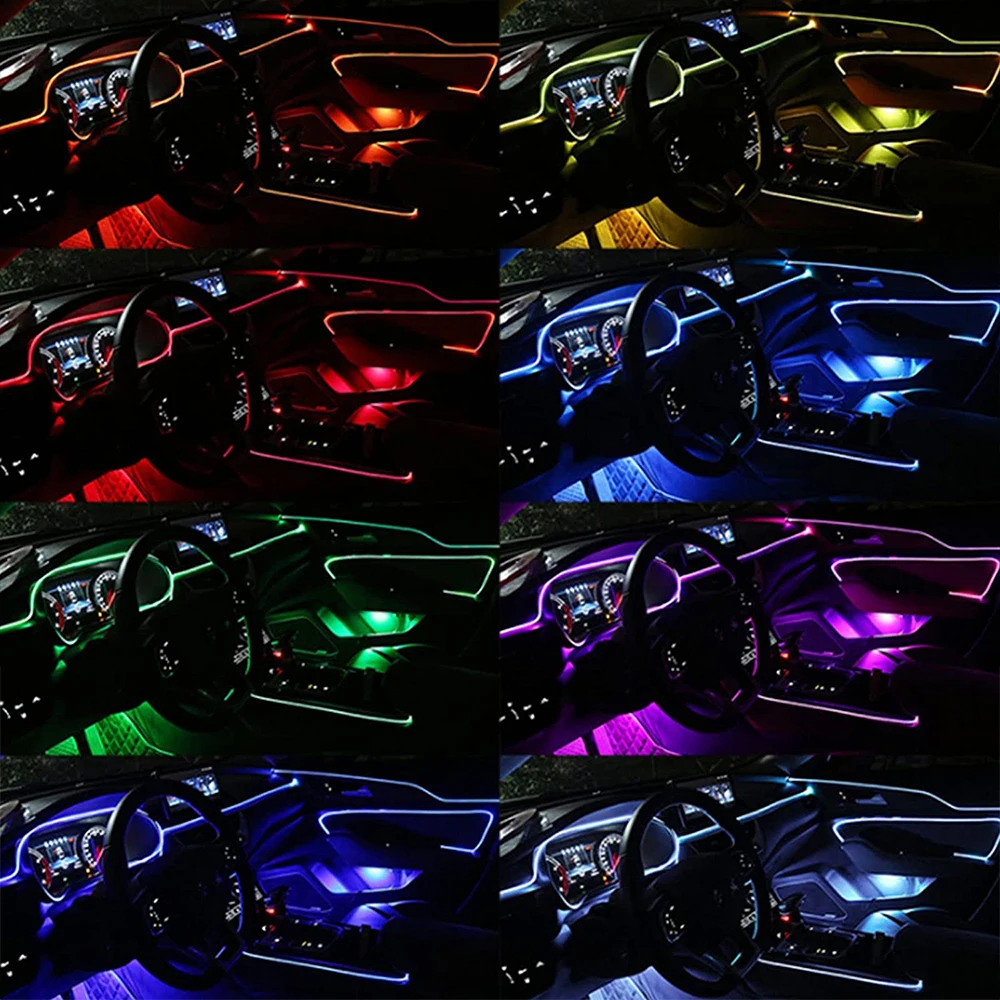 Car Interior Neon RGB Led Strip Lights 4/5/6 in 1 Bluetooth App Control Decorative Atmosphere Dashboard Lamp 12V