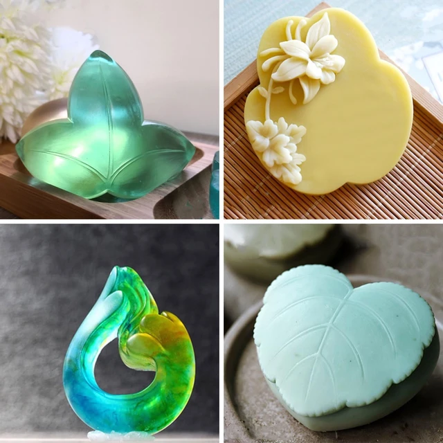 PRZY Heart Shaped Leaf Molds Silicone Soap Clover Delphinium 2D Handmade  Scented Soap Candle Mold Clay