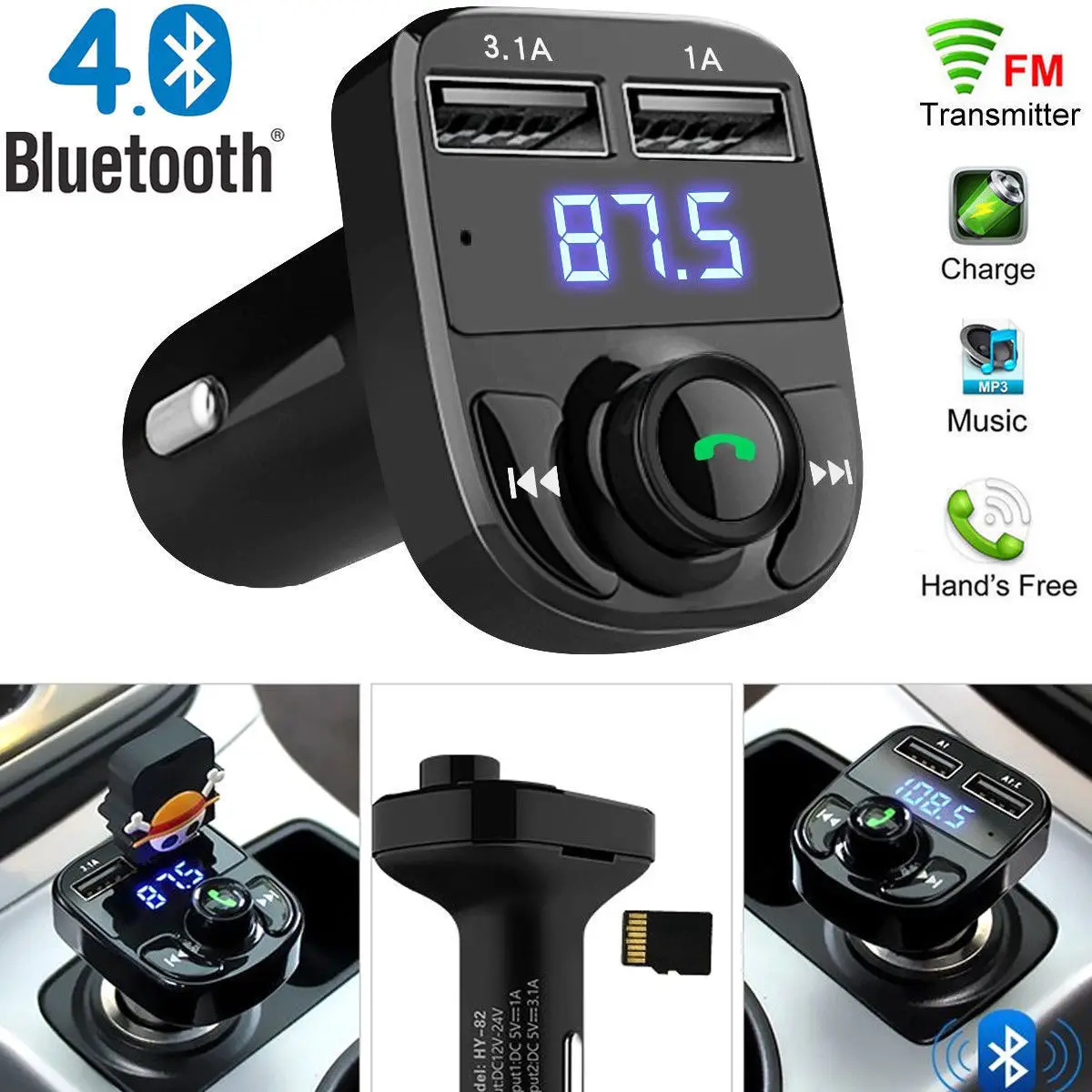 Bluetooth приемник FM адаптер портативный передатчик автомобильный fm-передатчик для Handfree аварийного питания