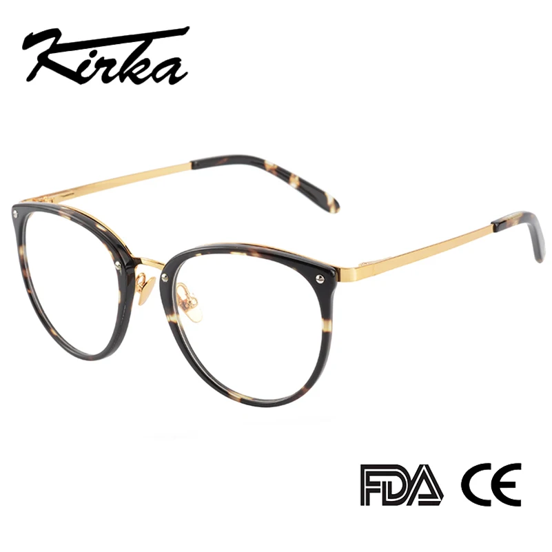 Ацетатные очки Kirka женские круглые по рецепту оптические оправы для близорукости