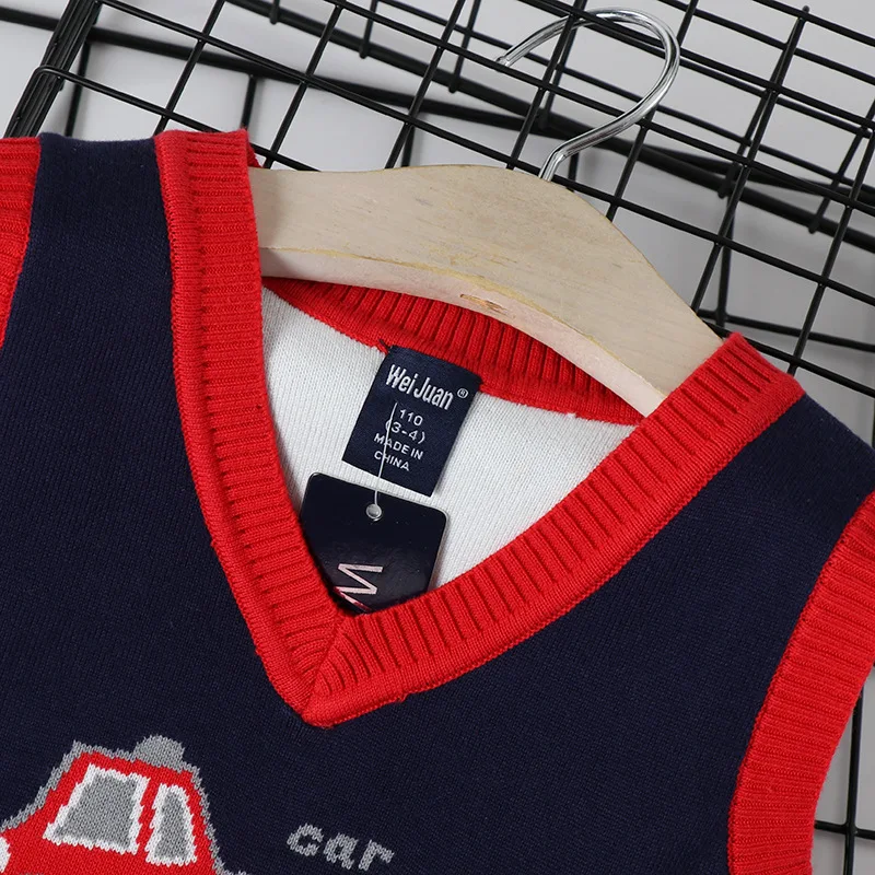 

Children Knitted Vest Childrenswear Spring And Autumn New Style Car Baby Knitted Vest Boys' Sweater Fashion