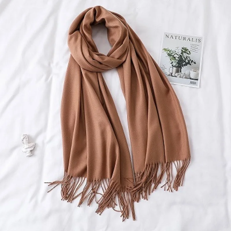 AC001Khaki Плотный кашемир, Женский тёплый шарф-шаль Foulard Femme, Пашмина, шерсть, шаль, воротник, длинный осенне-зимний шарф, ladiesAC001 - Цвет: AC001Khaki