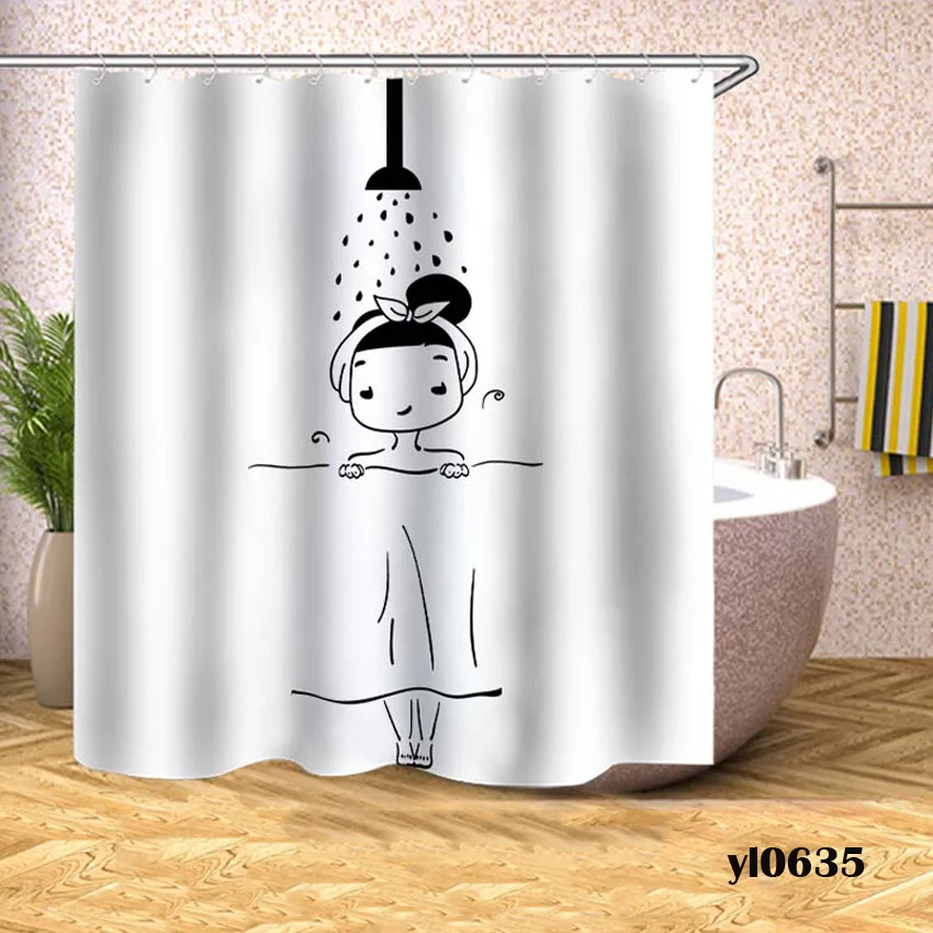 Мультяшная душевая занавеска для мальчиков и девочек, водостойкая занавеска для ванной, для ванной, для ванны, для купания, очень большой, широкий, 12 крючков - Цвет: Pattern 8