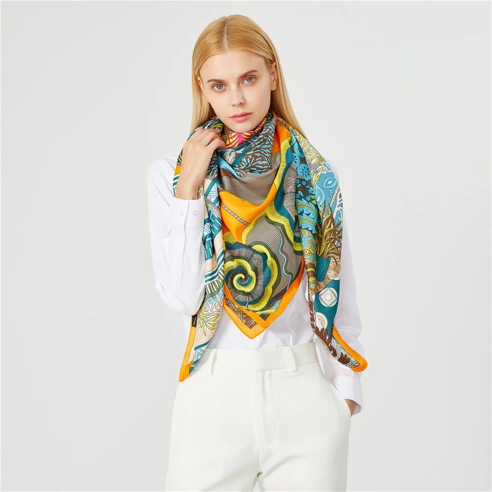 Роскошный брендовый шарф 130 см бандана Incanto Amity Twill 100% шелковый женские квадратные