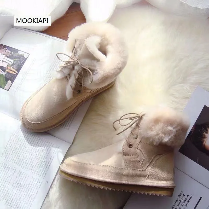 В г. Новейшие модные зимние ботинки в европейском стиле из натуральной овчины натуральная шерсть женская обувь новейший стиль