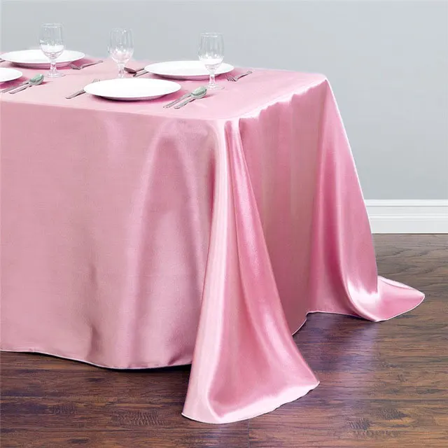 Light pink 1 шт. Свадебные белые атласные скатерти прямоугольные скатерти для стола для свадьбы, дня рождения, Рождественская скатерть - Цвет: Light pink