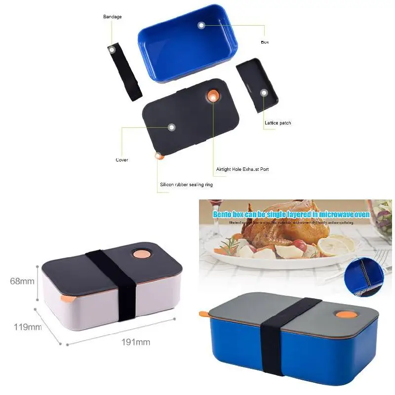 Удобный Ланч-бокс 1000 мл с 2 съемными отсеками экологичный BPA Free Bento box VA88