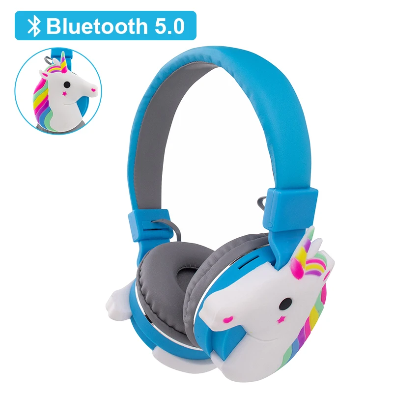 

Cute Unicorn Bluetooth 5.0 Wireless Headphones with Microphone Mobiel Phone Headset Girls Music HelmetWith Mic For Kids Gift