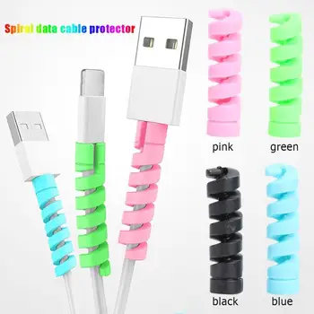 

4pcs USB Spiral Charging Cord Covers Data Cable High Elasticity Environmental Protection Bobbin Winder Cases Universal