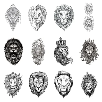 

Lion King Temporary Tattoo Sticker Waterproof Geometry Flowers Men Women Boys Girls Body Art 10.5X6cm