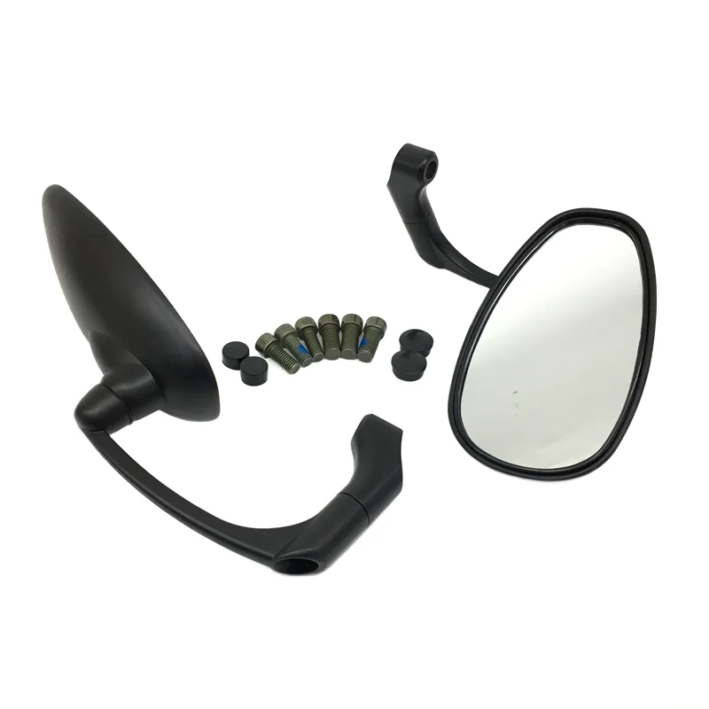 

Pair Motorcycle Black Universal Oval Side Mirrors Cruiser Chopper Cafe Racer Old School Dual Sport bike Atv Scooter Offroad
