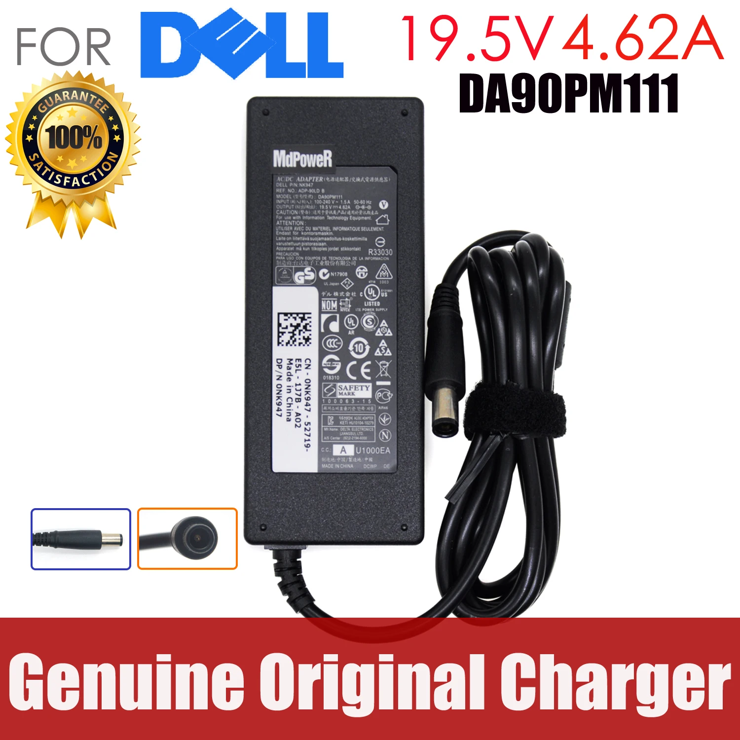 Original 19,5 V 4.62A 90W para DELL 14R 15R 552 7520 14Z 17R 5720 E6400 E7440 portátil de cargador/adaptador de CA LA90PM111 DA90PM111