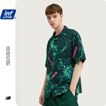 

INFLATION Men Shirt Camisa Masculina Pубашка Mужская Digital Printing Shirt Men 2020 Summer Short Sleeve Casual Shirts 2027S20