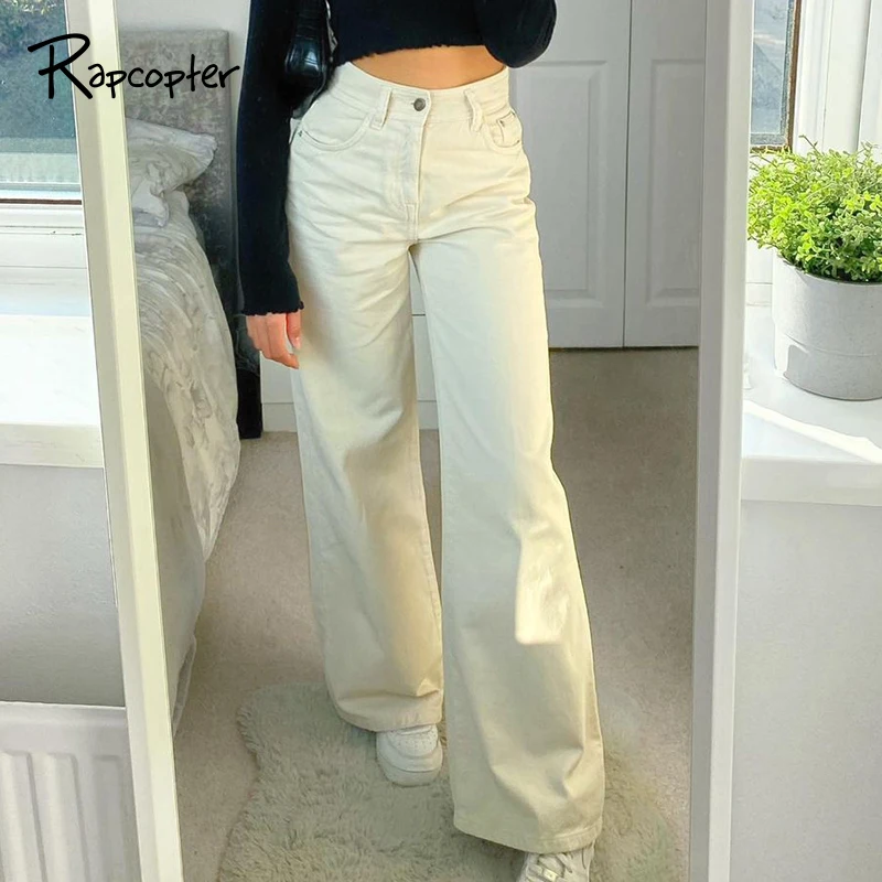 Rapcopter-pantalones vaqueros anchos con bolsillos holgados y cremallera, Deinm estéticos Y2K, moda, pantalones para mamá, coreanos, pantalones clásicos
