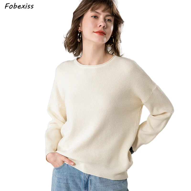 

Sweater Woman Fall 2019 Knitted O Neck Solid Pullovers Korean Style Woman Long Sleeve Winter Sweaters Loose Casual Woman Jumper