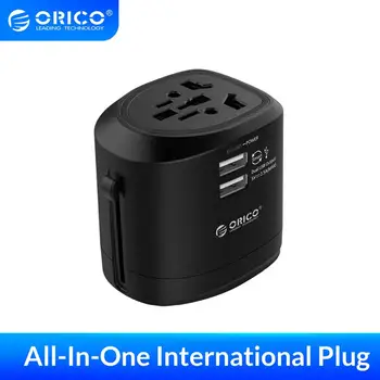 

ORICO Universal Travel Adapter 2 Ports USB Plug Socket 5V 2.5A MAX Output International USB Charging Port EU AU US UK Plug