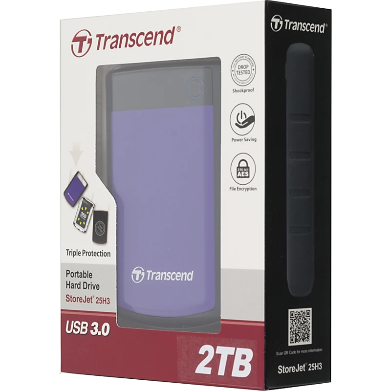 Жесткий диск Transcend USB 3.0 2Tb TS2TSJ25H3P StoreJet 25H3P(5400 об/мин) 2.5" фиолетовый