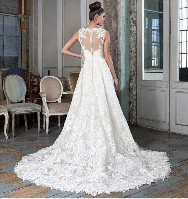 10 Sexy Lace Backless High Low Wedding Dresses 2016 Short Front Long Back Wedding Gown Bridal Bride Dress Custom Made (2)