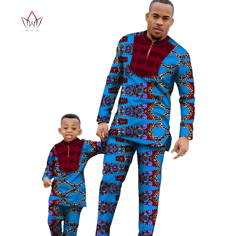 Новая мужская одежда в африканском стиле, комплекты из футболки и штанов, Bazin Riche, одежда для Отца и Сына, Дашики, мужские хлопковые комплекты из 2 предметов, WYQ85 - Цвет: 20