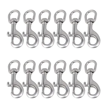 

10Pcs 316 Stainless Steel Silver 7cm Bolt Hook Buckle Round Safety Buckle Key Chains for Camping Hiking Tie-downs Lifting Ropes