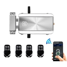 Cerradura de puerta con control remoto, inalámbrica, 433MHz, aplicación remota, Bluetooth, motor electrónico, antirrobo
