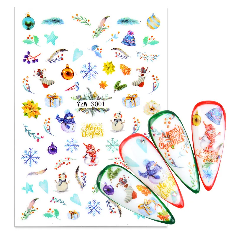 

1 Sheet 3D Nail Sticker Christmas New Years Snowflake For Nail Art Stickers Snowflake DIY Nail Art Decoration Decals
