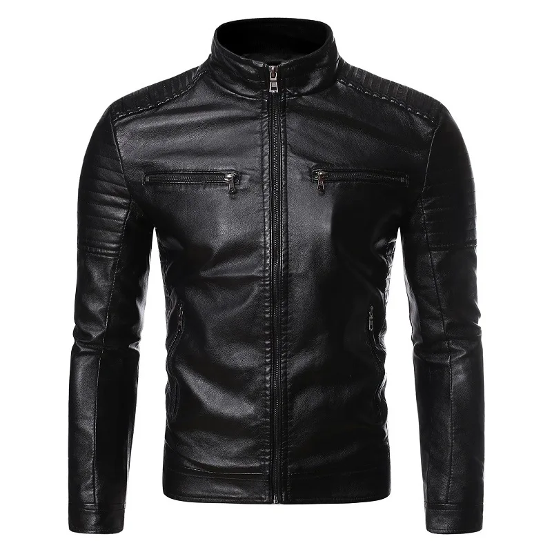 Chaqueta de cuero para motorista para hombre, chaqueta de cuero para motociclista, a la moda, decorativa, para primavera y otoño, 2020