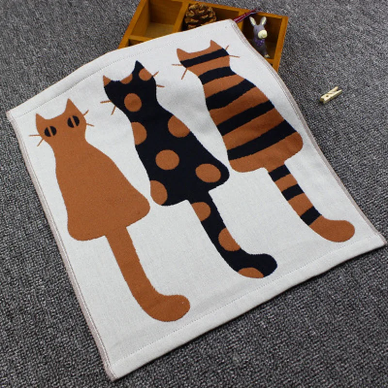34*40 см хлопковое трехслойное Марлевое квадратное Хлопковое полотенце жаккардовое полотенце с мультяшными котами