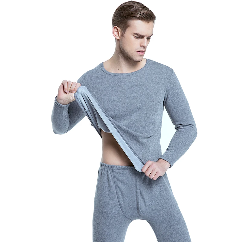 Black Friday Man Winter Thermal Underwear Suit Sports Comfortable Warm Ultra-soft Circular Collar Pure Color Warm Clothing Set Men Pajamas