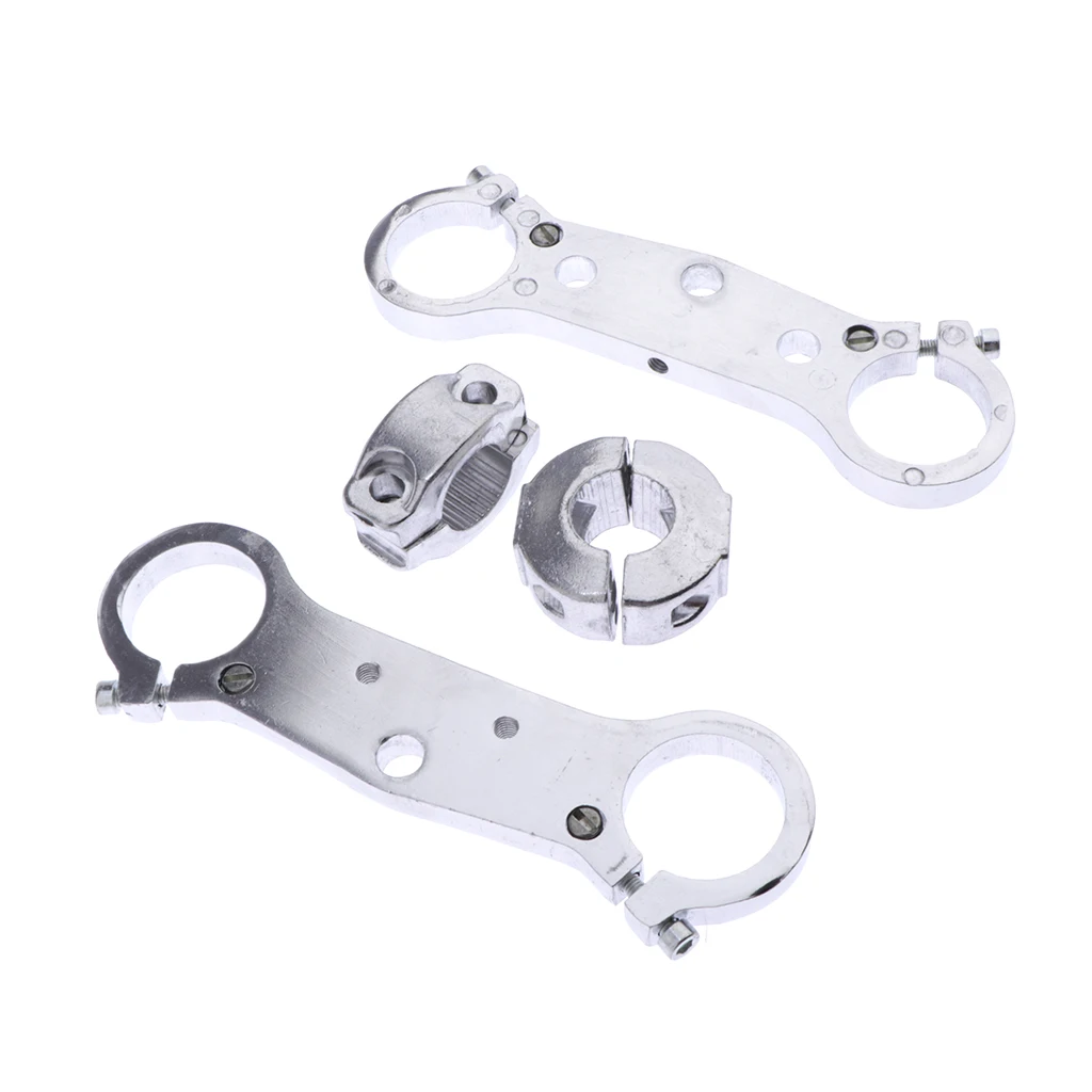 Aluminum Triple Tree Set Clamps Forks for 49CC Motorcycle Dirt Bike, Silver