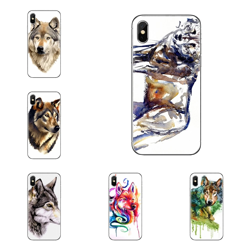For Sony Xperia Z Z1 Z2 Z3 Z5 compact M2 M4 M5 C4 E3 T3 XA Huawei Mate 7 8 Y3II Rainbow Watercolor Wolf Howling TPU Cases Covers |