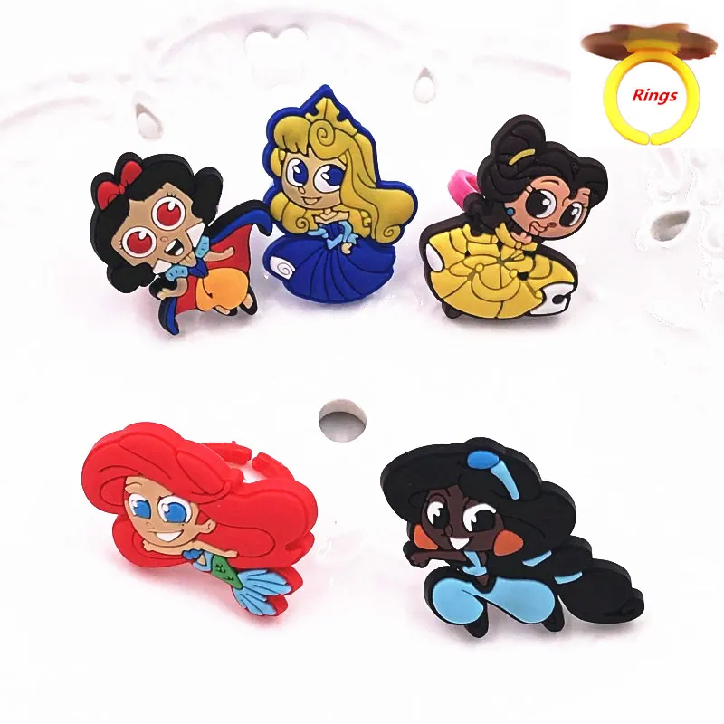 

1Pcs Cartoon Princess Mermaid Animation PVC Rings for Children Kid Girls Baby Adjustable Fashion Accessories Ring Party Gift