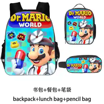 

3pcs/Set School Bag Mario Bros Sonic Backpack Children Combination Bookbag Boys Girls School Backpack Daily Mochila