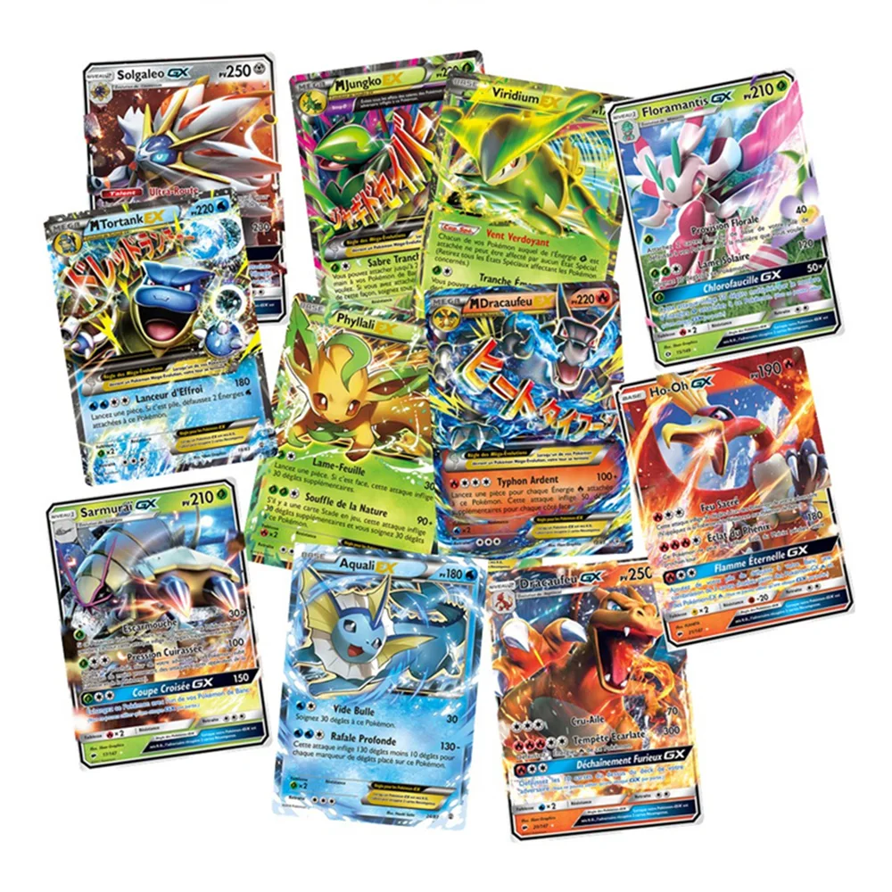 TOMY 100 Pcs French Version Pokemon GX Shining MEGA Cards Game Battle Carte Trading Cards Game Children Toy