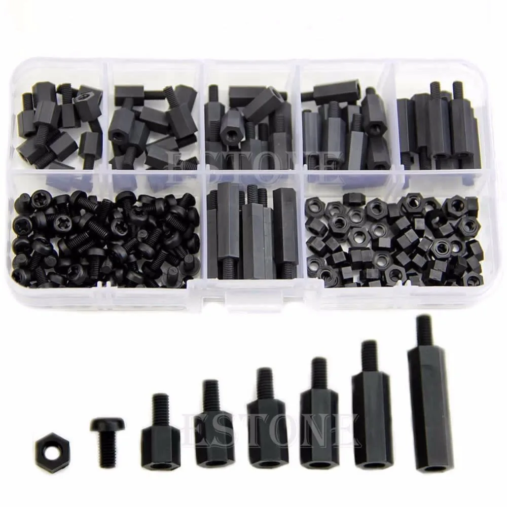 

M3 Nylon Black Hex M-F Spacers/ Screws/ Nuts Assorted Kit, Standoff