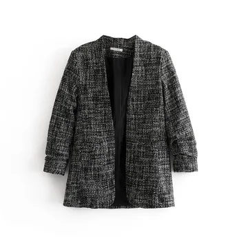 

VomVoa 2020 spring European and American style new retro fashion wild long-sleeved small suit jacket female 27254