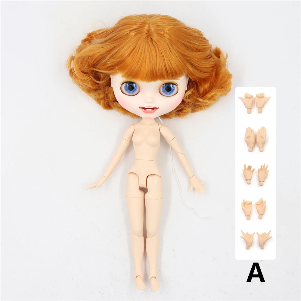 like the picture Кукла Blyth, Обнаженная, резные губы, открытый рот, матовая, на заказ, лицо, имбирь, желтые волосы, 1/6 суставов, тело, ледяной bjd, сделай сам, игрушка, подарок для девочки - Цвет: like the picture