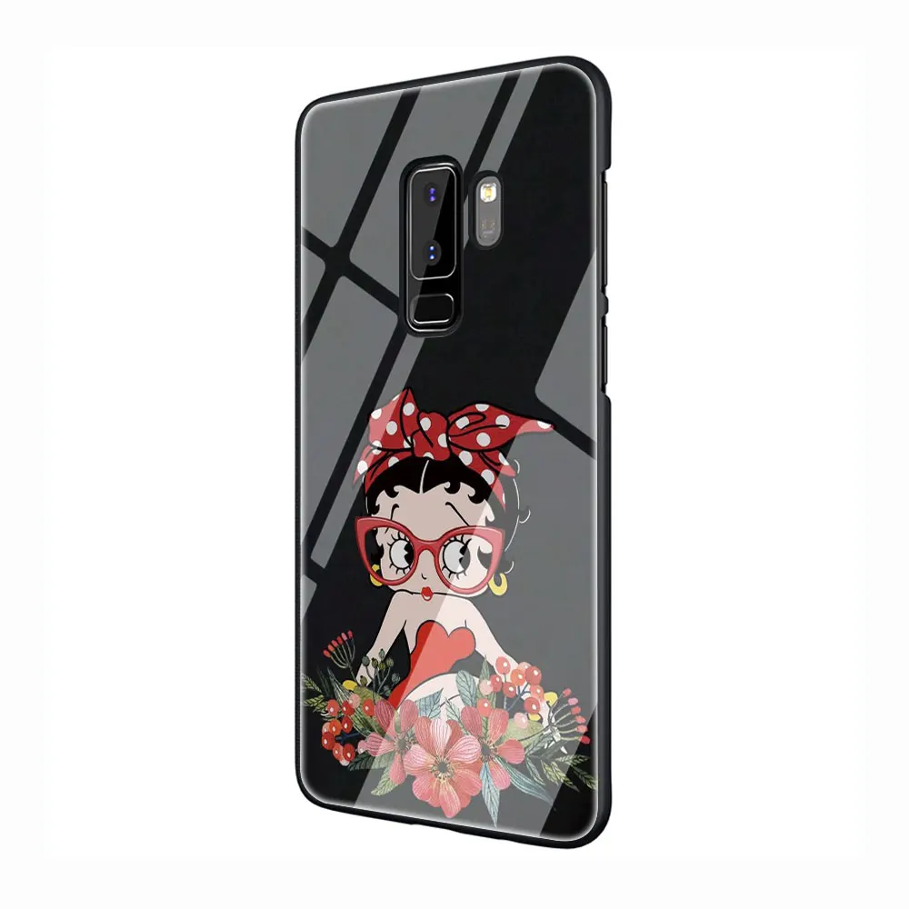 EWAU Betty Boop чехол из закаленного стекла для телефона для samsung S7 край S8 S9 S10 Note 8, 9, 10, плюс A10 20 30 40 50 60 70 - Цвет: G1