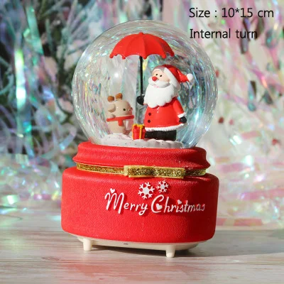 Креативный Рождественский Снежный шар хрустальный шар вращающаяся музыкальная шкатулка Рождественское украшение для домашнего украшения - Цвет: B internal turn