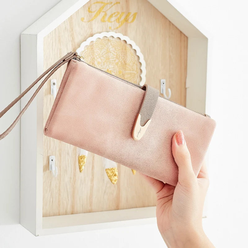 Брендовый браслет длинный кошелек-клатч женские кошельки на молнии с застежкой дизайнерская дамская сумочка карман для сотового телефона - Цвет: Розовый