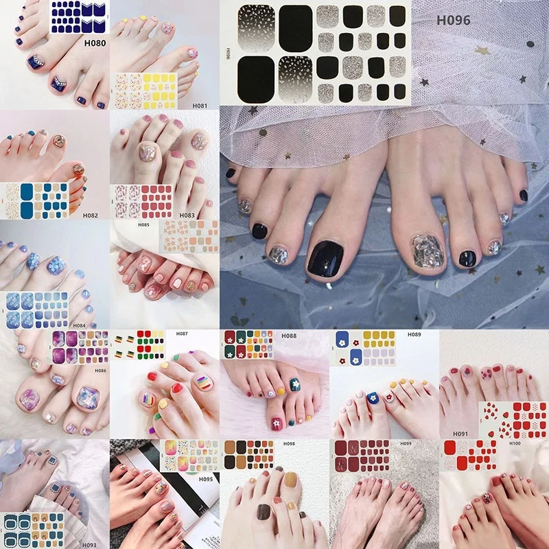 

LADY KINDOM DIY 3D Toenail Stickers Glitter Marbling Toenail Strips Waterproof Nail Patch Environmental Toenail Foils Wraps