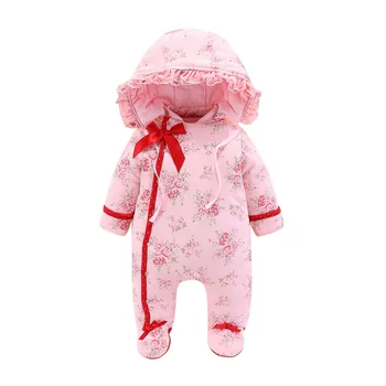 

Kids Footies With Hat Baby Jumpsuit 2020 Autumn Winter New Pure Cotton Baby Girl Rompers
