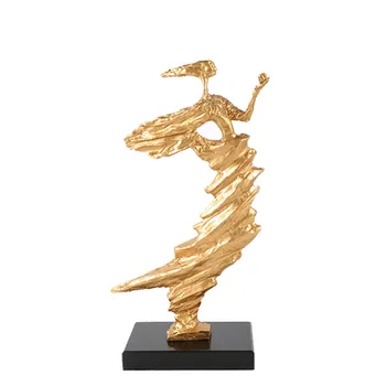 

[HHT] Modern Abstract Character Sculpture Girl Was Blown Wind Statue Living Room Entrance TV Cabinet Home Decoration Furnishings