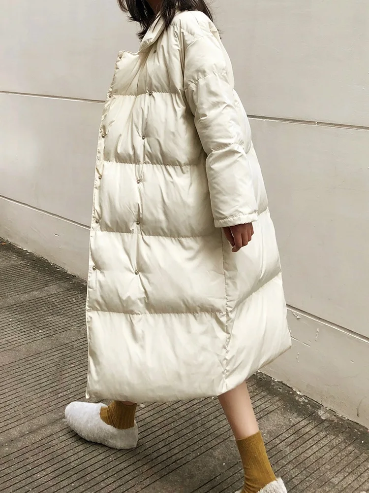 

Double Breasted Mid-length Cotton-padded Clothes Loose-Fit Stand Collar Thick Casual Versatile Cotton Coat down Coat Women's Win